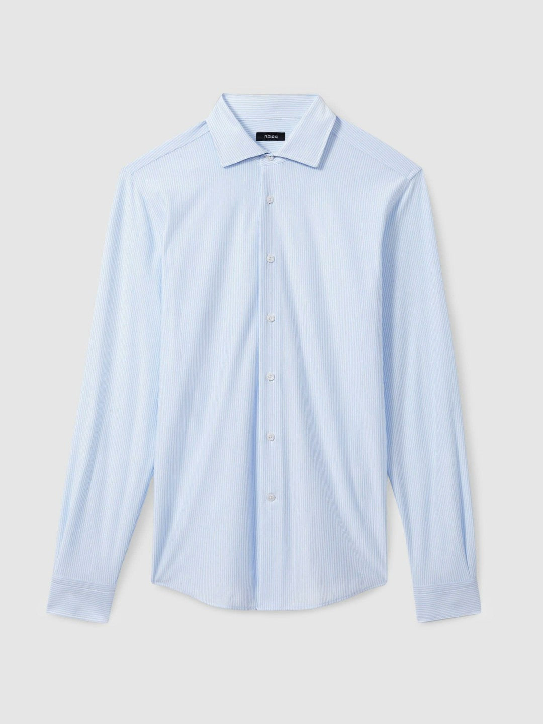 Cotton-Blend Cutaway-Collar Striped Shirt Blue Stripe | Mens
