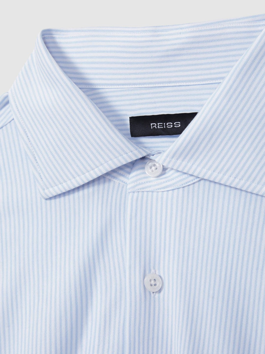 Cotton-Blend Cutaway-Collar Striped Shirt Blue Stripe | Mens