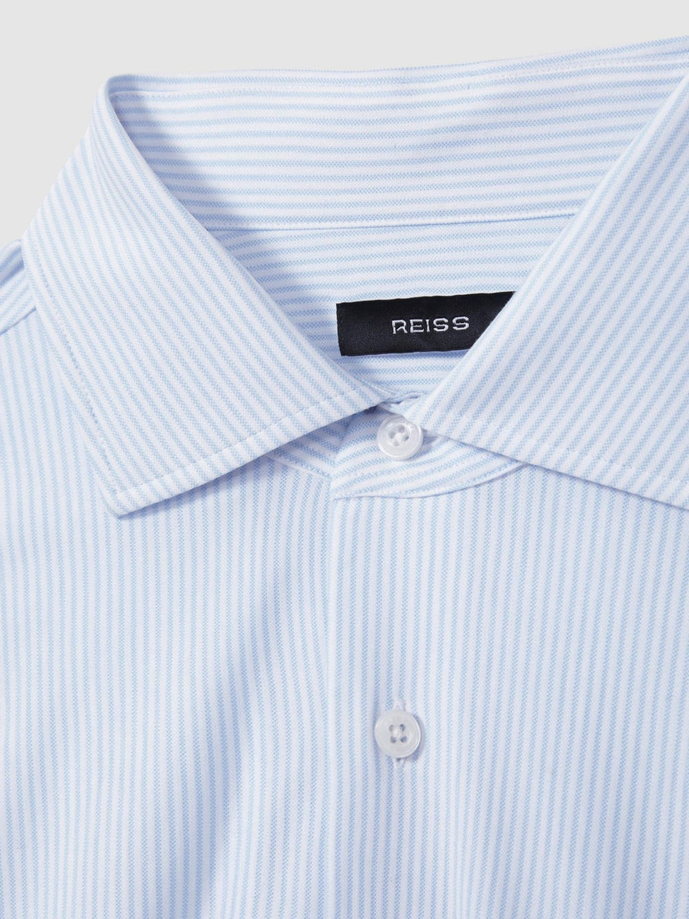 Cotton-Blend Cutaway-Collar Striped Shirt Blue Stripe | Mens