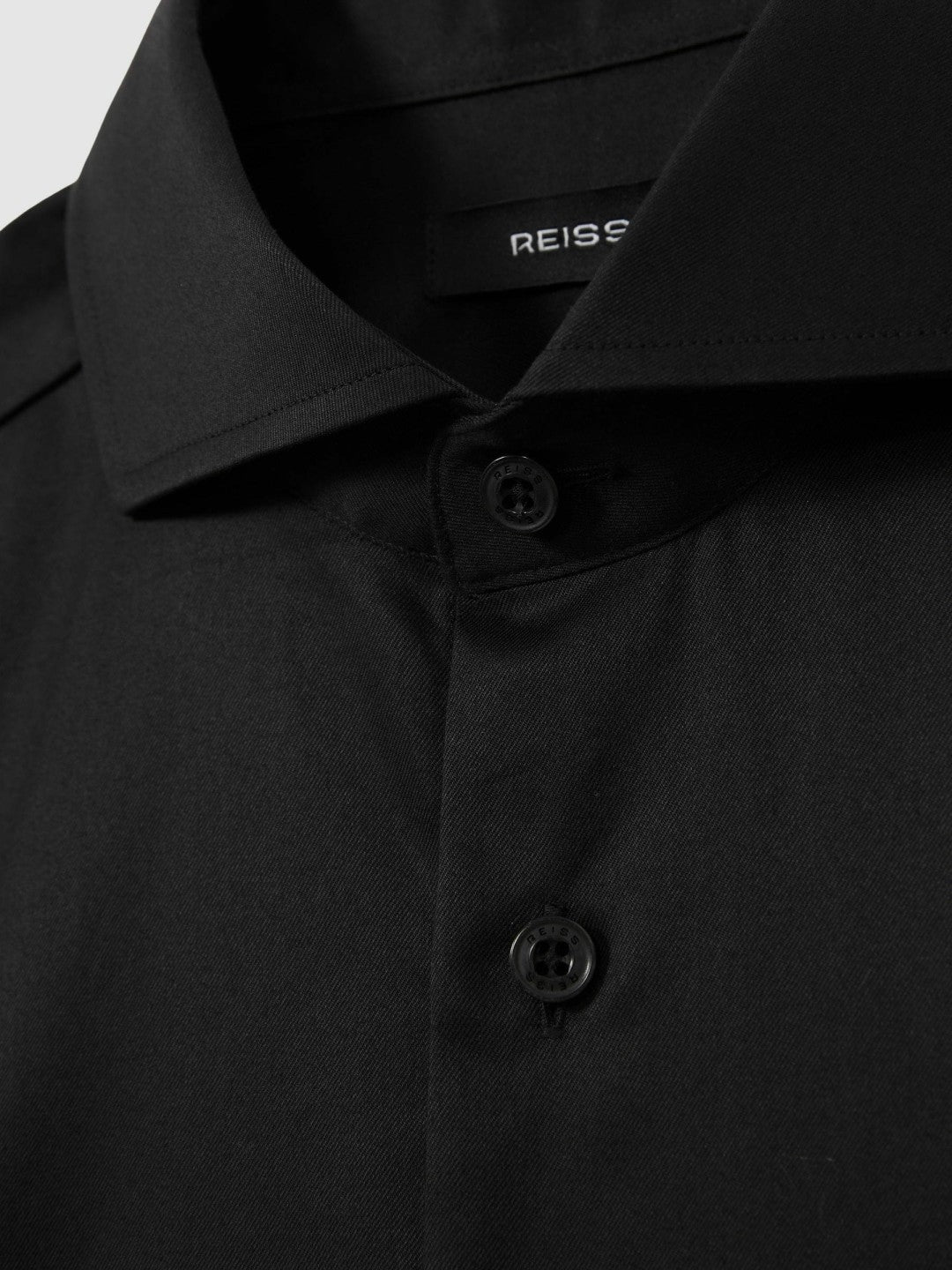 Regular Fit Slim-Fit Cotton Double-Cuff Shirt Black | Mens