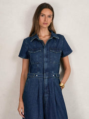 Good American Wide-Leg Denim Jumpsuit Dark Indigo | Womens