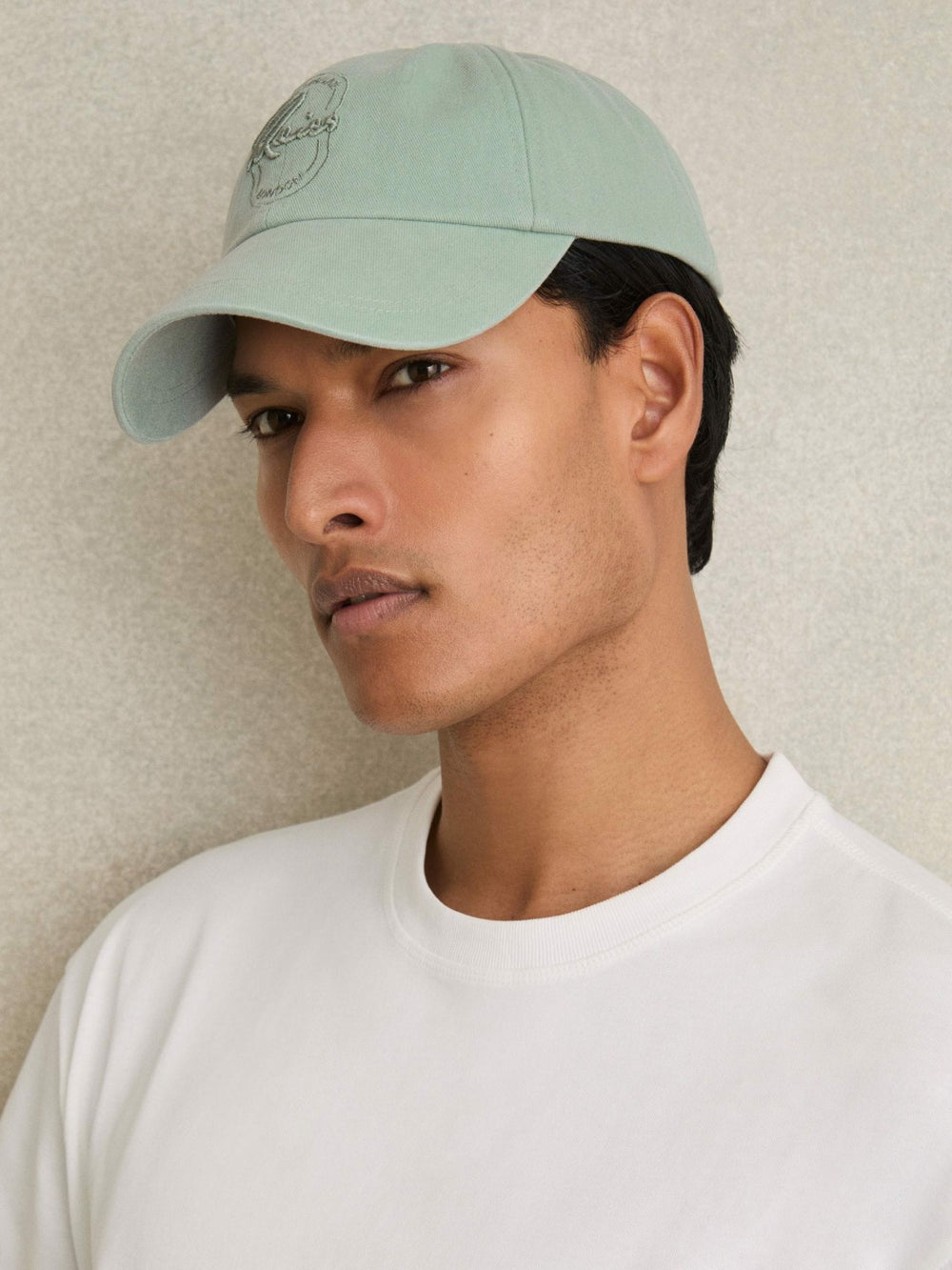 Cotton Logo-Embroidered Baseball Cap Washed Green | Mens