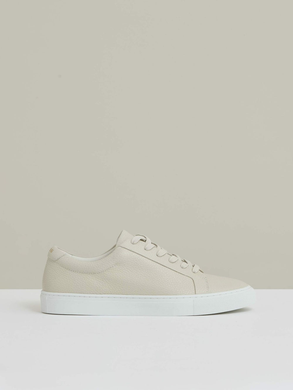 Tumbled-Leather Low-Top Trainers Off White | Mens