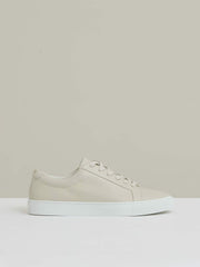 Tumbled-Leather Low-Top Trainers Off White | Mens