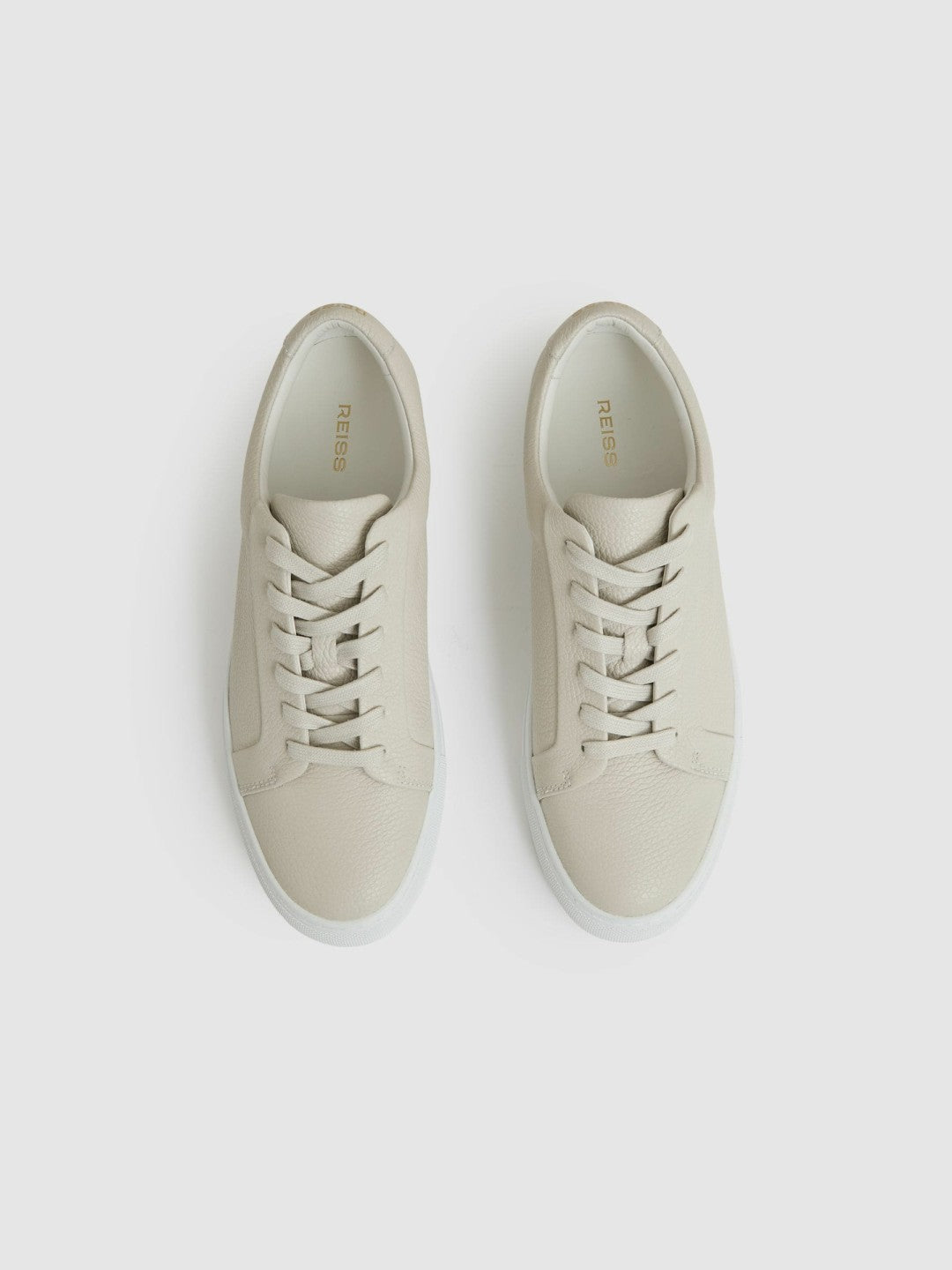 Tumbled-Leather Low-Top Trainers Off White | Mens