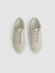 Tumbled-Leather Low-Top Trainers Off White | Mens