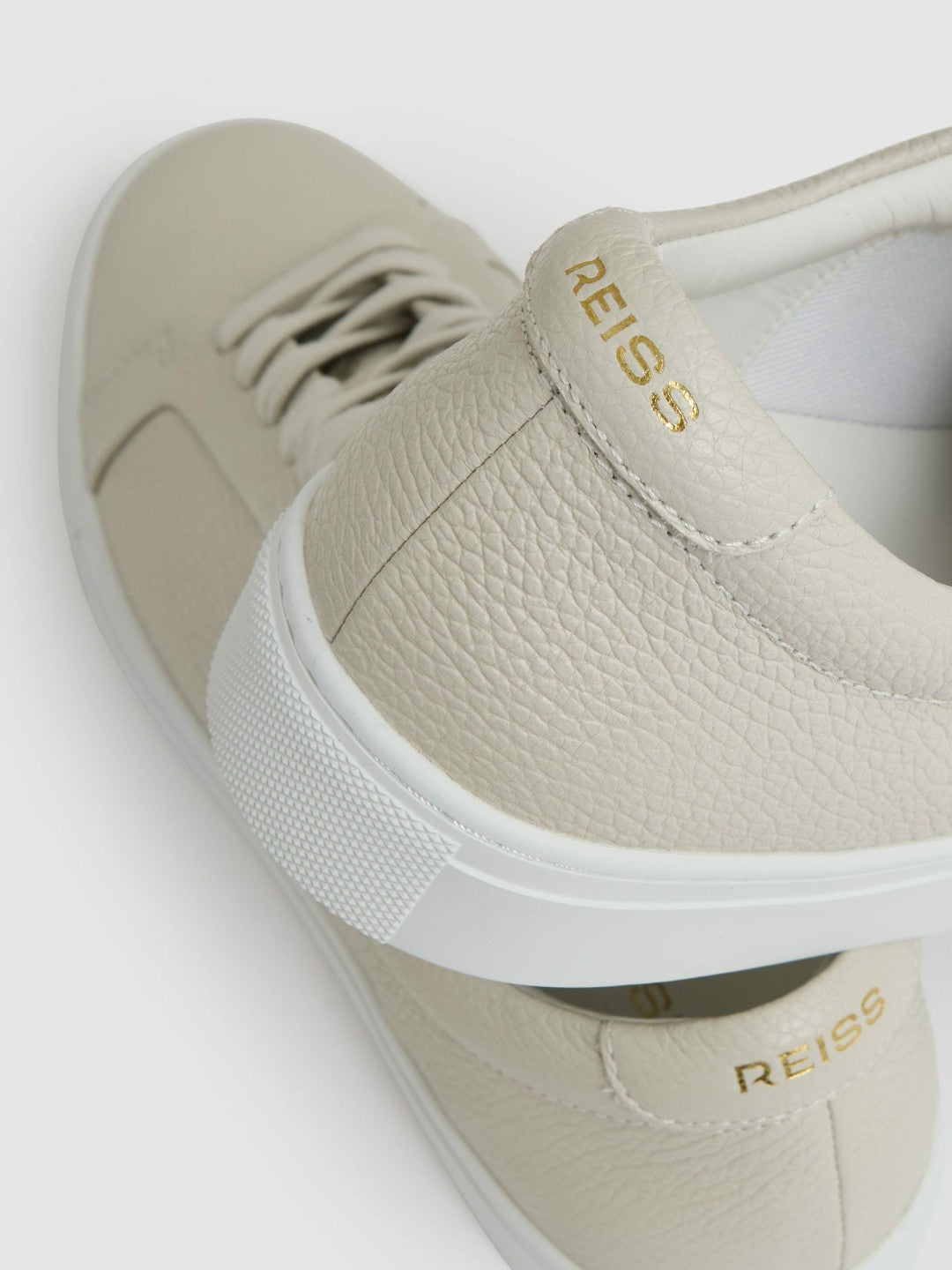 Tumbled-Leather Low-Top Trainers Off White | Mens
