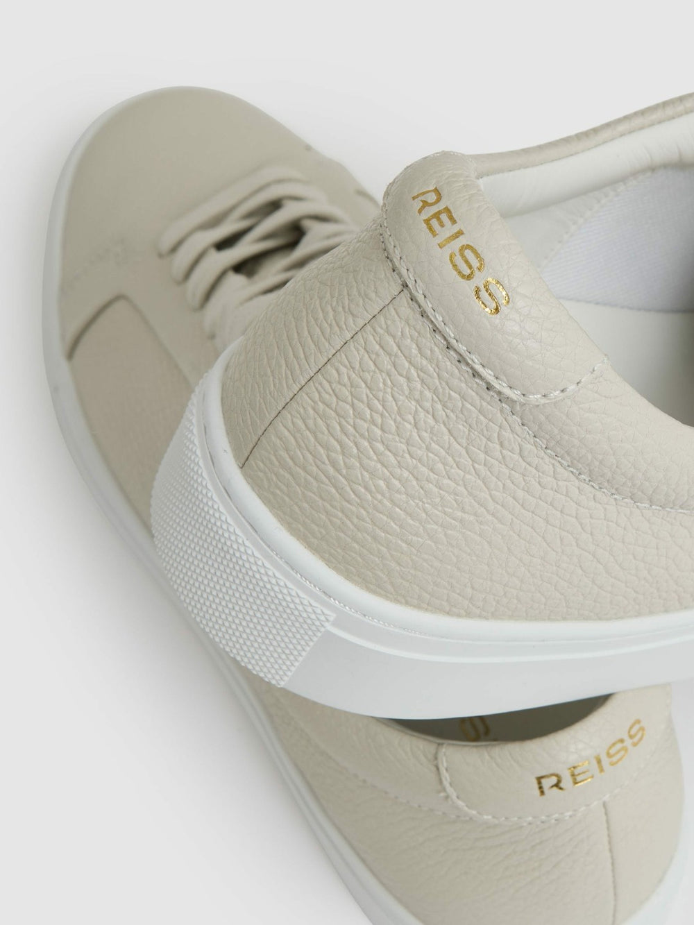 Tumbled-Leather Low-Top Trainers Off White | Mens