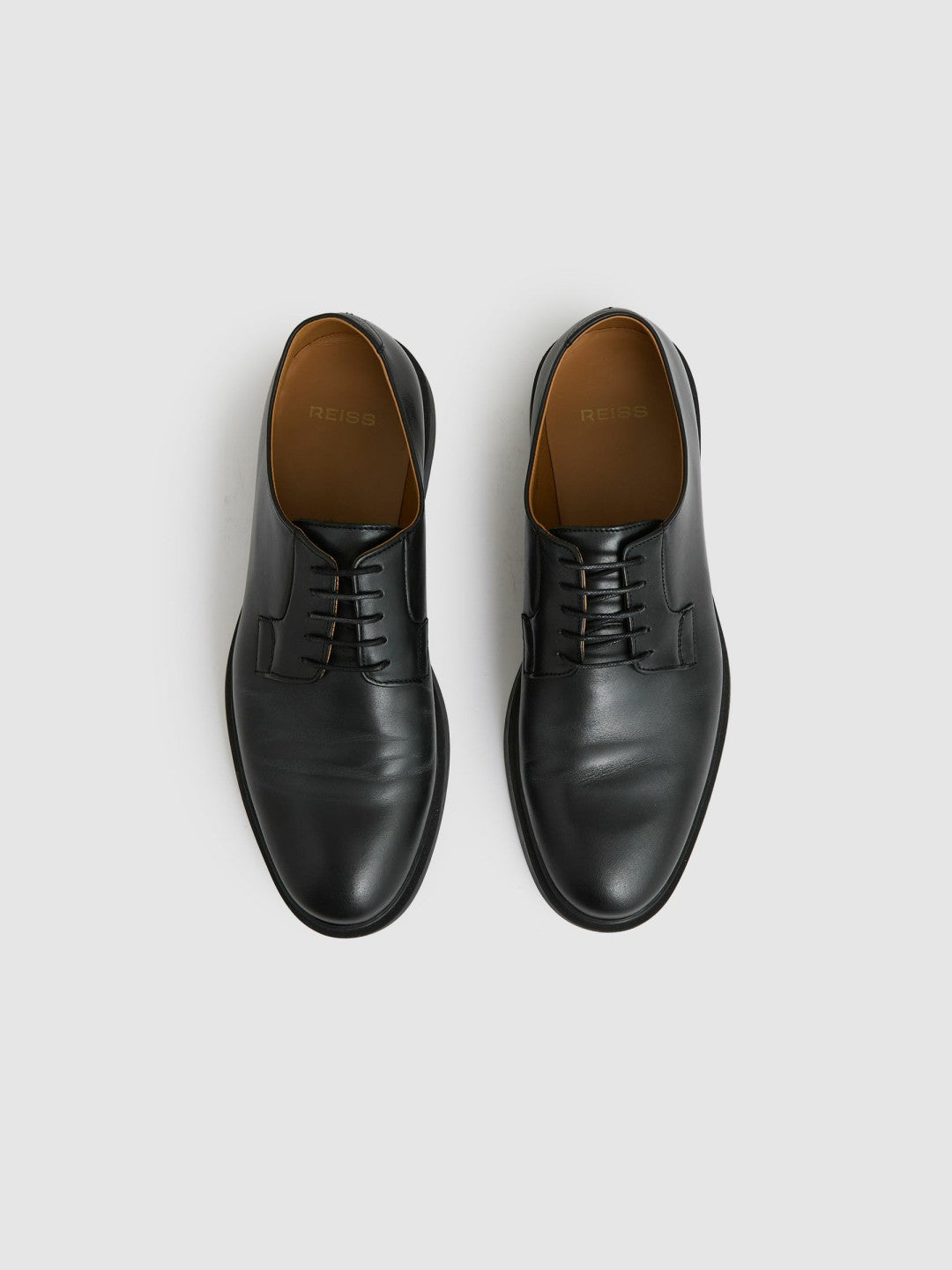 Leather Lace-Up Derby Shoes Black | Mens