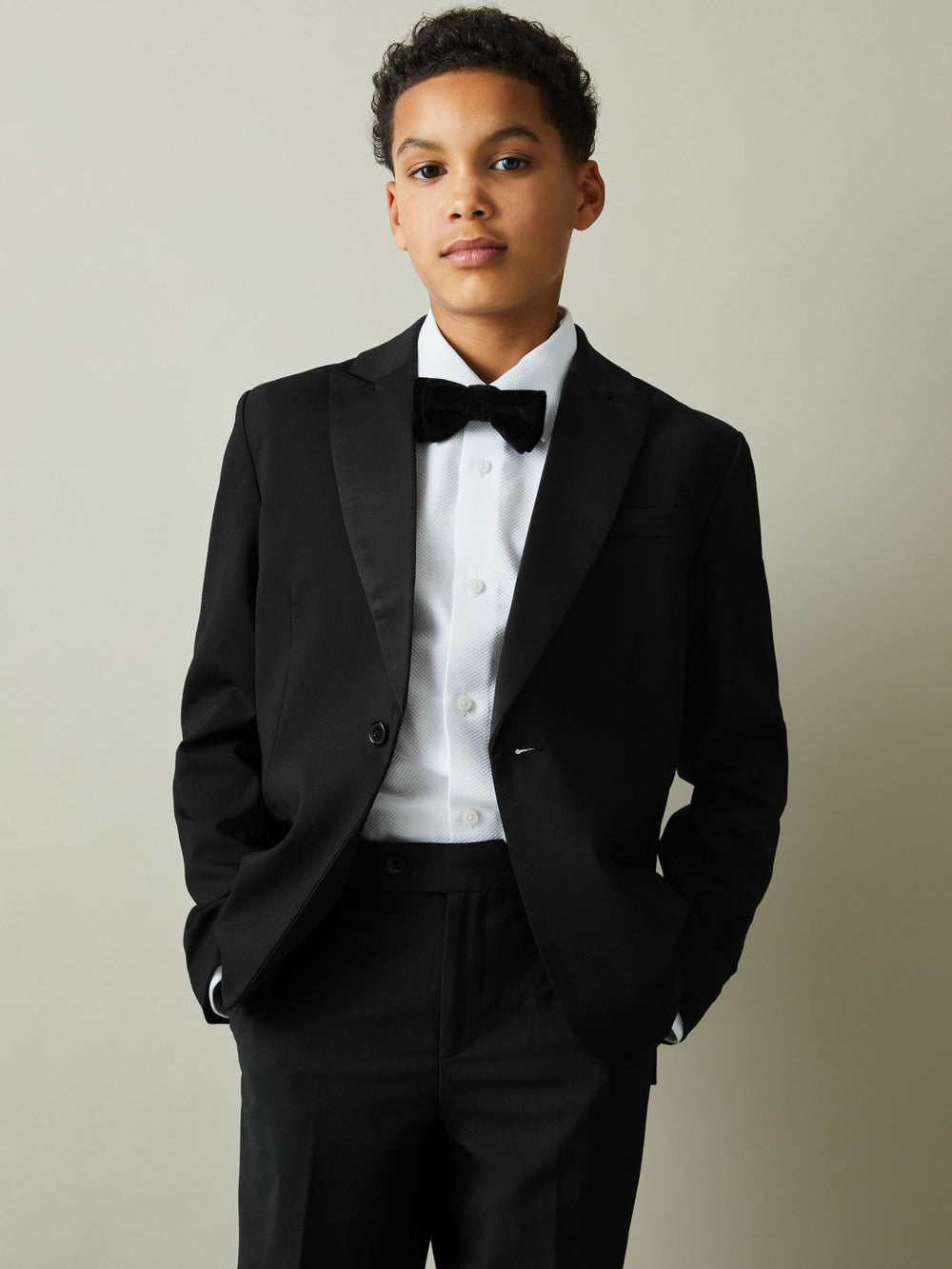 Wool-Blend Double-Breasted Tuxedo Jacket Black | Children