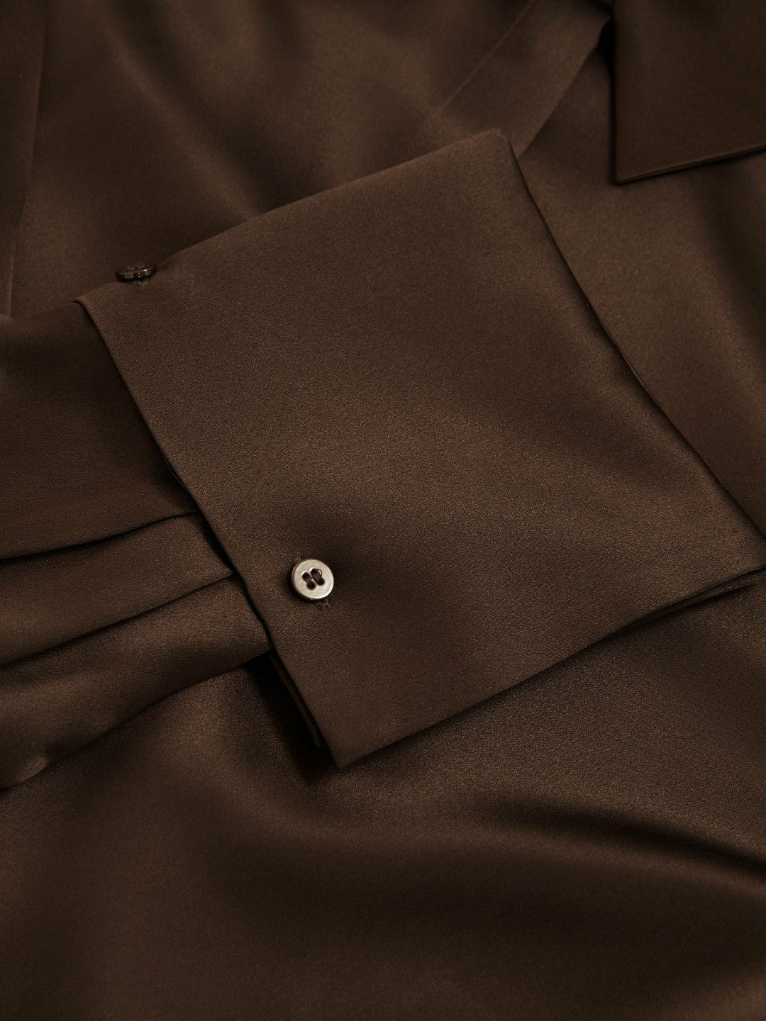 Silk Double-Cuff Button-Through Shirt Chocolate | Womens