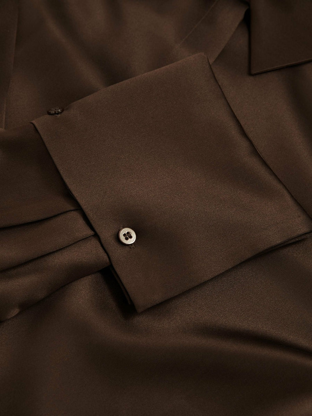 Silk Double-Cuff Button-Through Shirt Chocolate | Womens