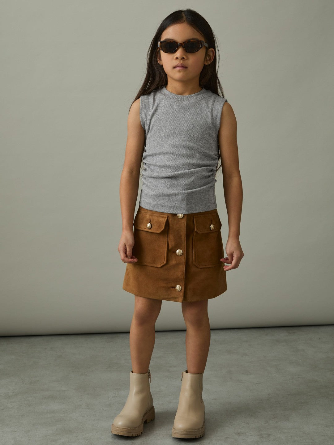 4-9 yrs Ruched Vest Top Grey | Children