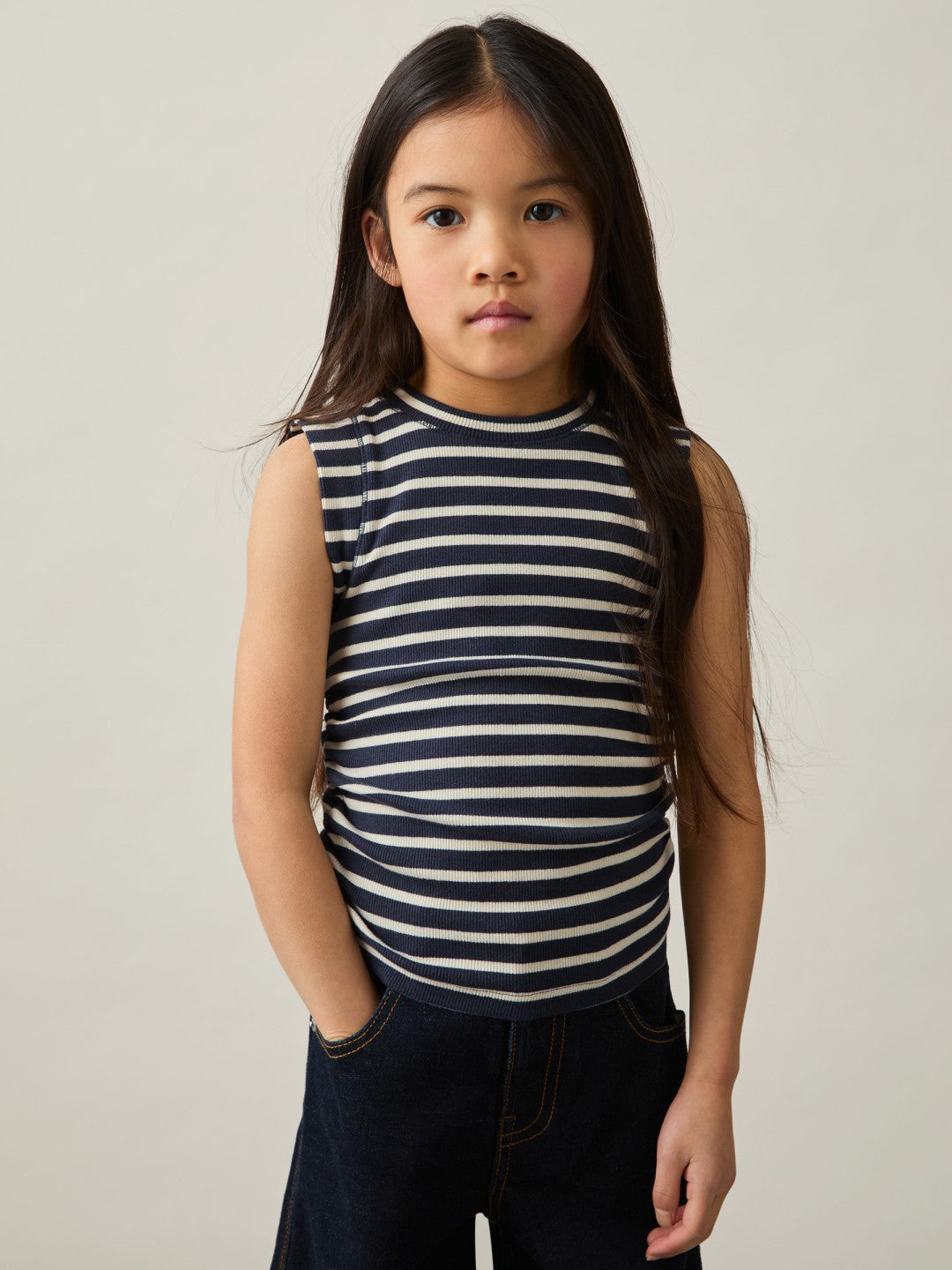 9-13 yrs Ruched Vest Top Navy/White | Children