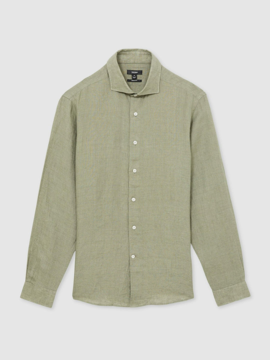 Linen Button-Through Shirt Thyme Green | Mens