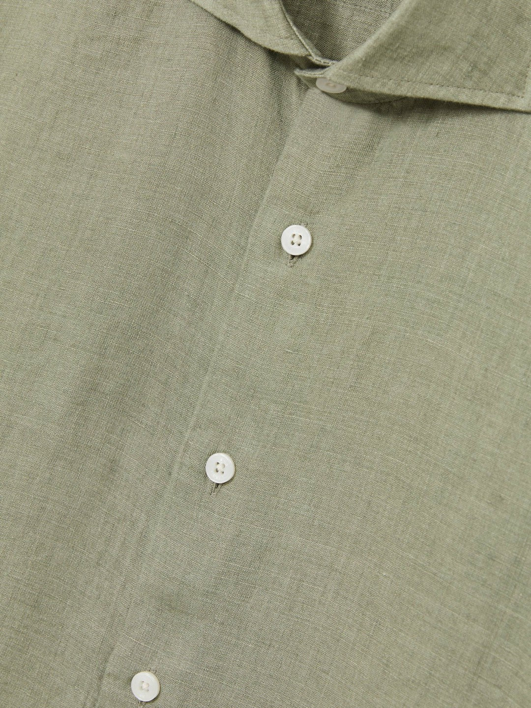 Linen Button-Through Shirt Thyme Green | Mens