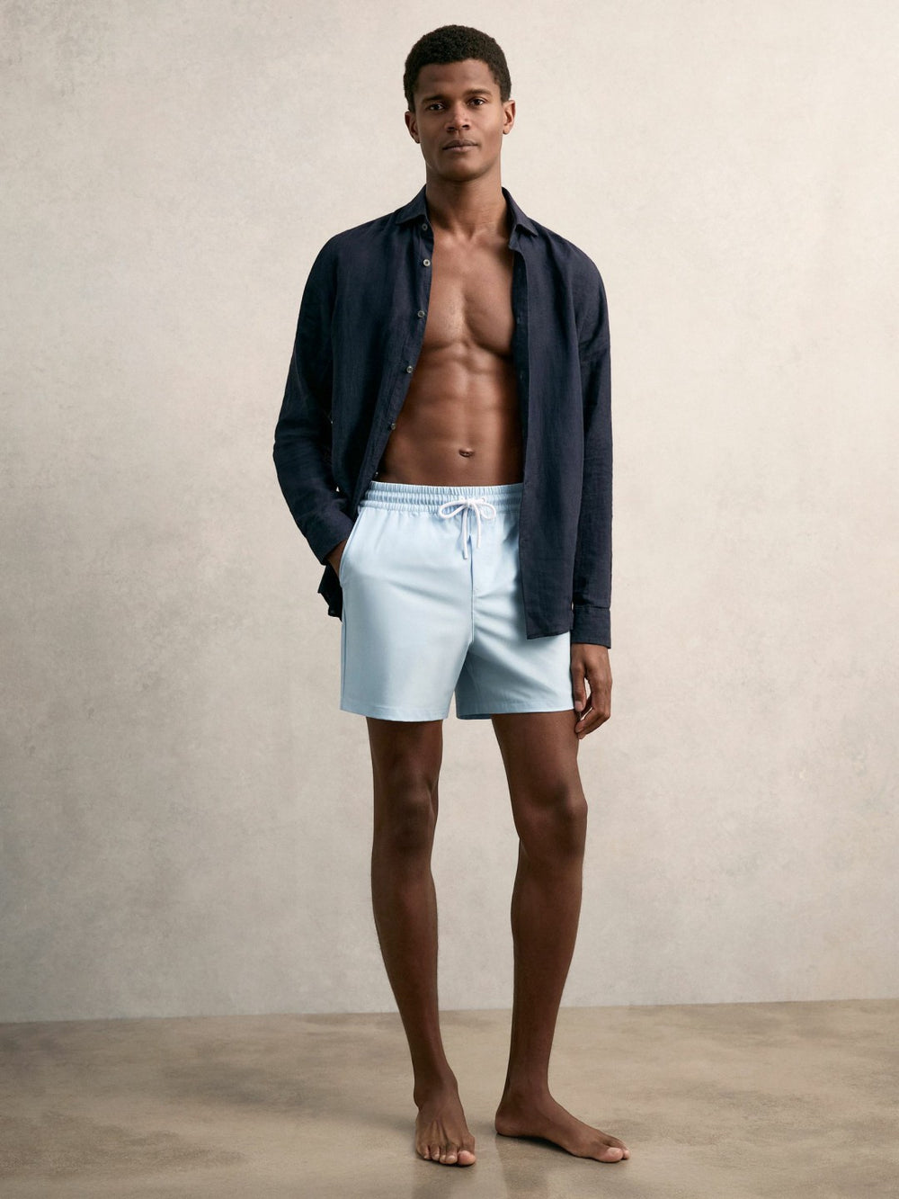 Drawstring Swim Shorts Soft Blue | Mens