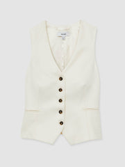Single Breasted Tailored Waistcoat Cream | Womens