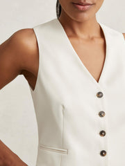 Single Breasted Tailored Waistcoat Cream | Womens