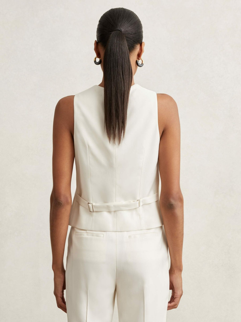 Single Breasted Tailored Waistcoat Cream | Womens