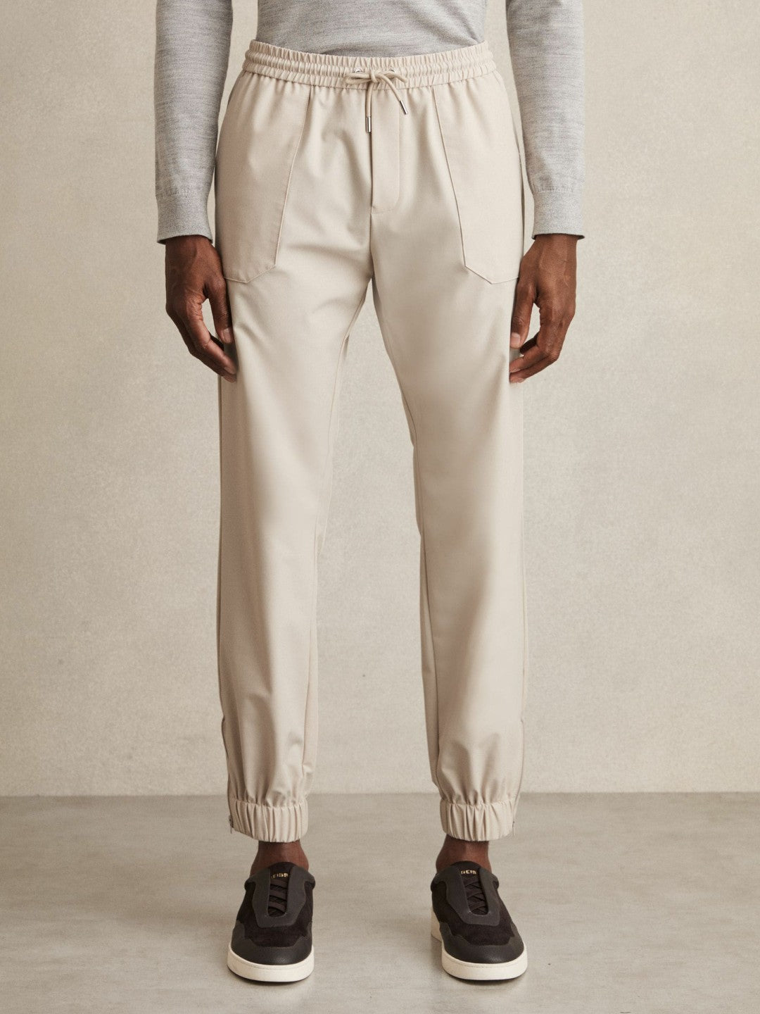 Drawstring Technical Cuffed Trousers Stone | Mens