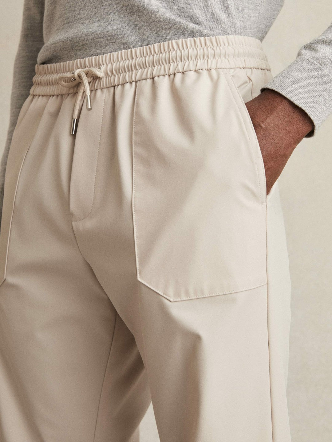 Drawstring Technical Cuffed Trousers Stone | Mens