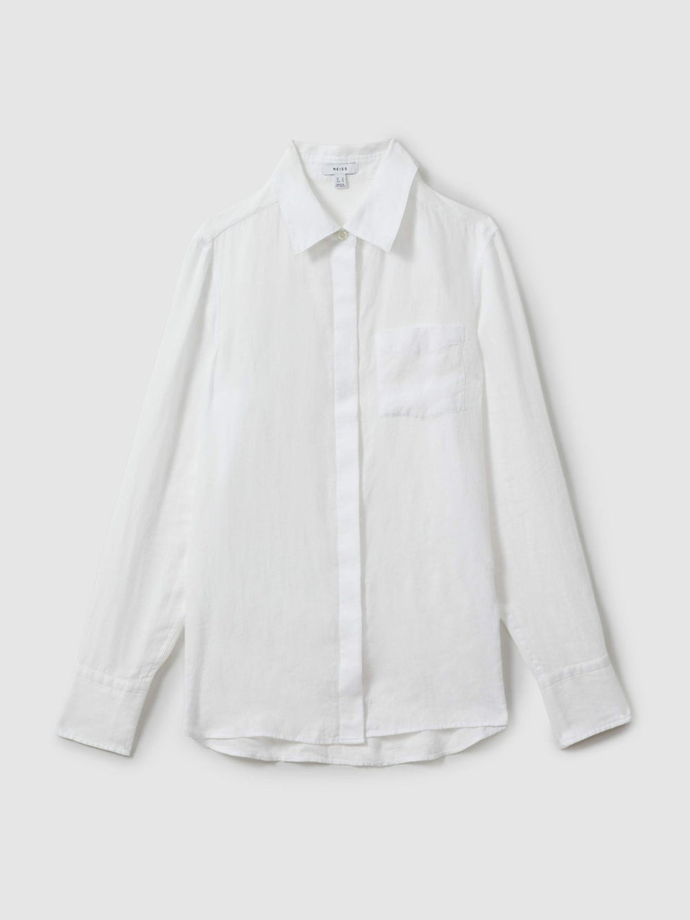 Linen Button-Through Shirt White | Womens