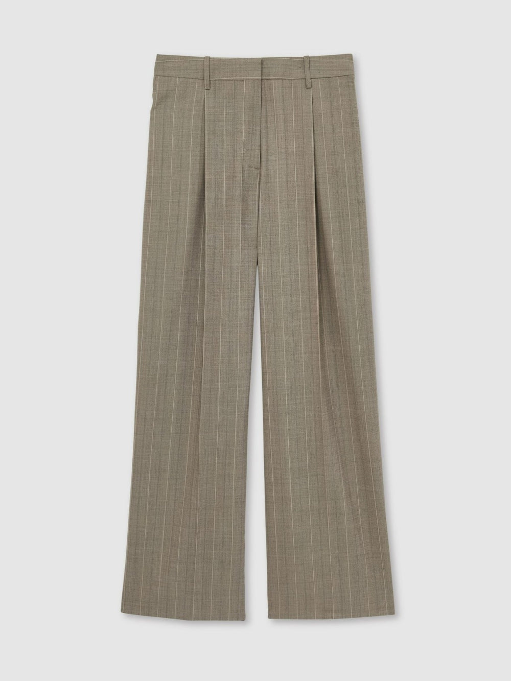 Wool-Blend Wide-Leg Pinstripe Trousers Grey | Womens