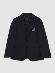 13-14 yrs Wool-Blend Single-Breasted Suit Blazer Navy | Children