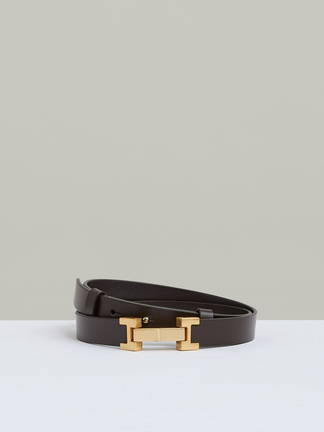 Leather Square Hinge Belt Chocolate | Womens