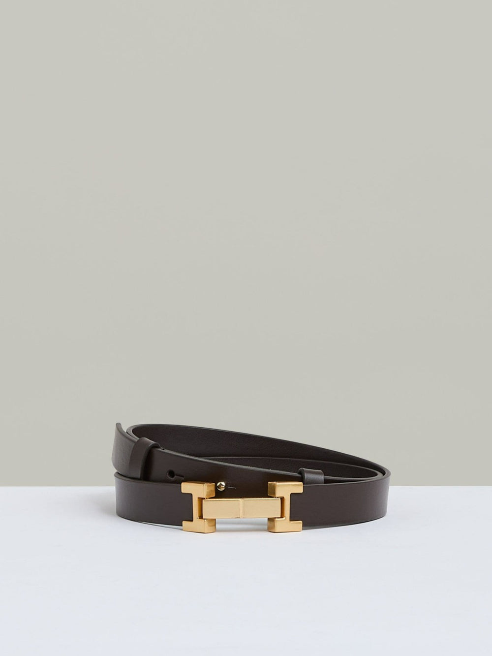 Leather Square Hinge Belt Chocolate | Womens