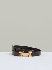Leather Square Hinge Belt Chocolate | Womens