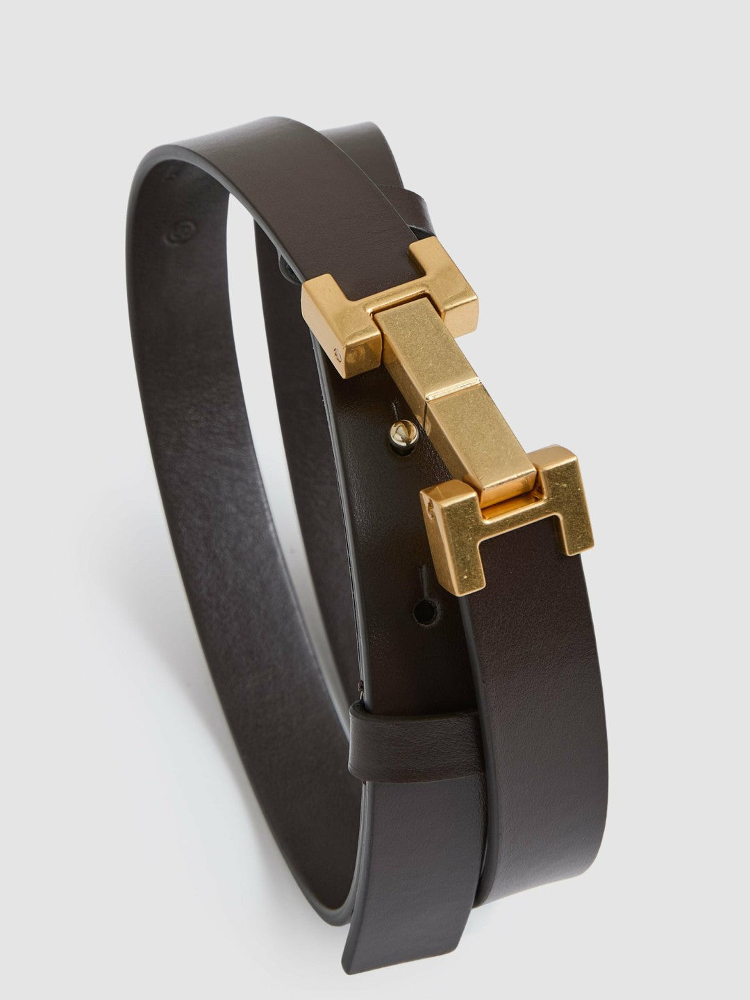 Leather Square Hinge Belt Chocolate | Womens