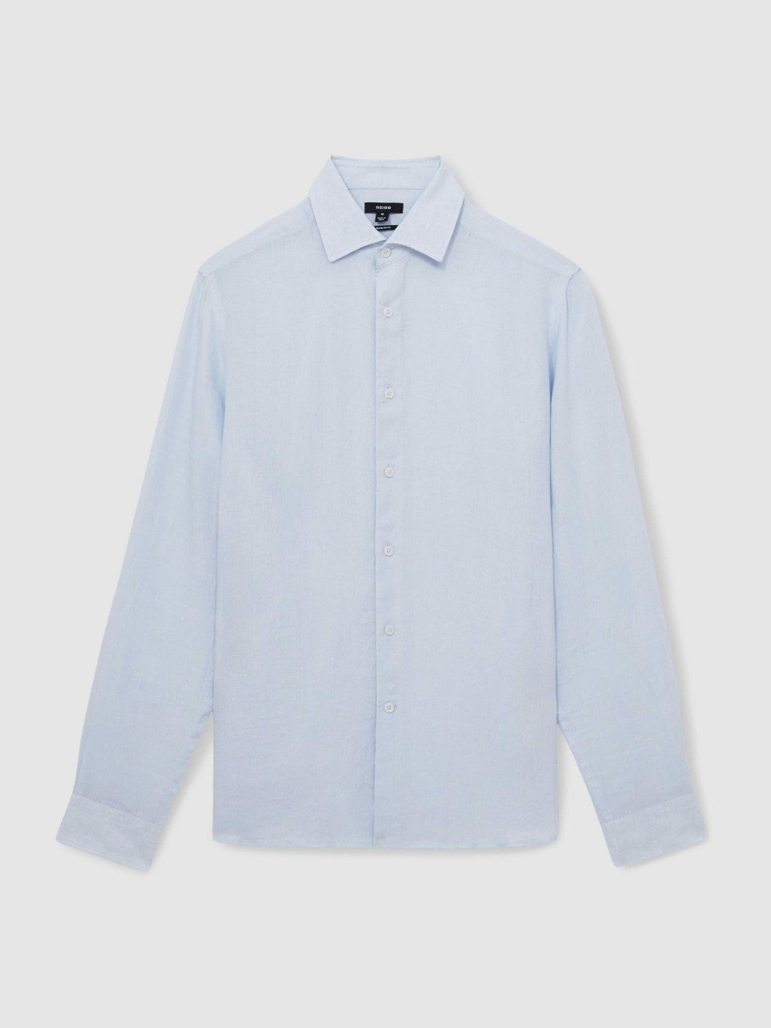 Linen Button-Through Shirt Pale Blue | Mens