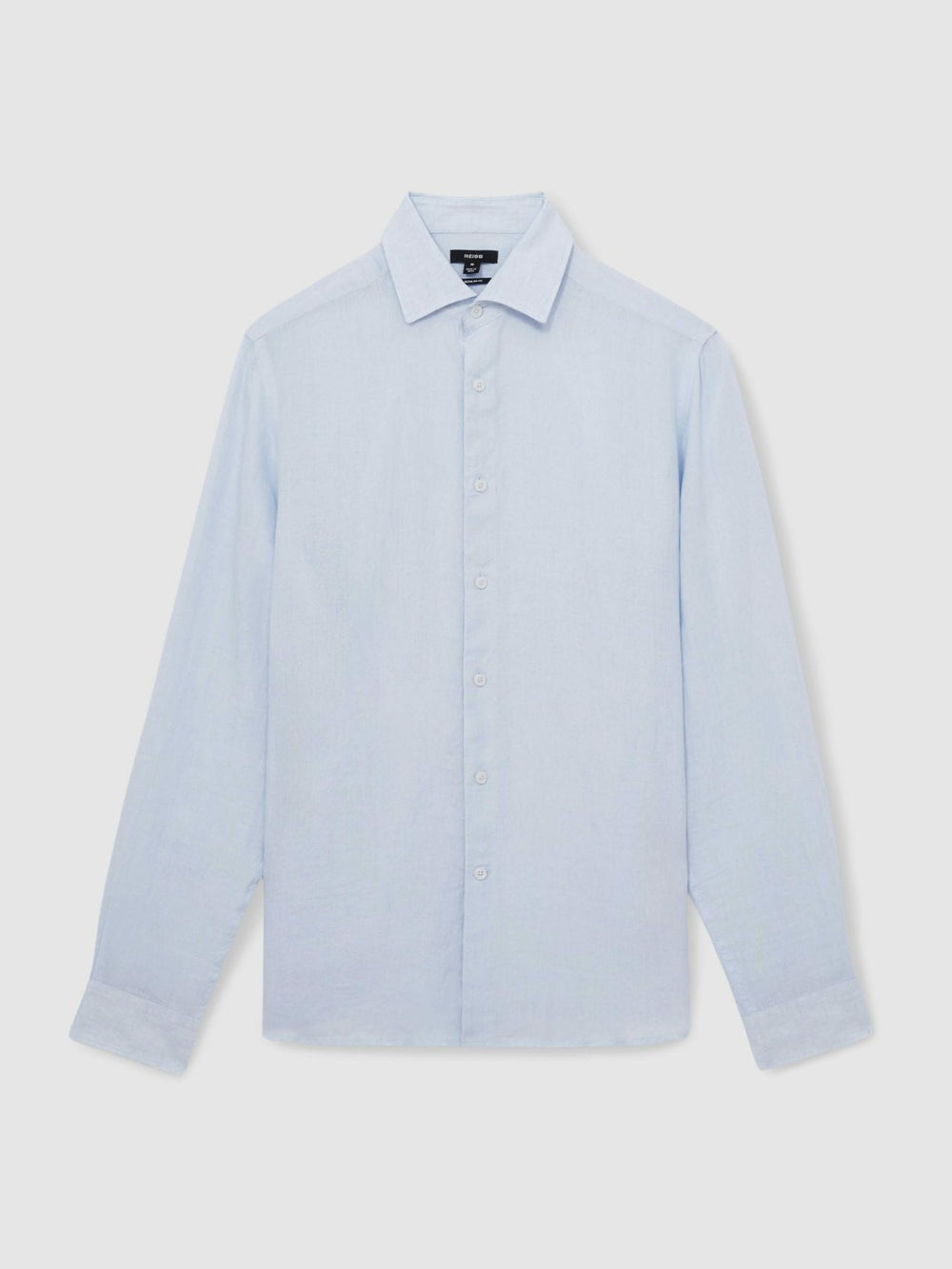Linen Button-Through Shirt Pale Blue | Mens