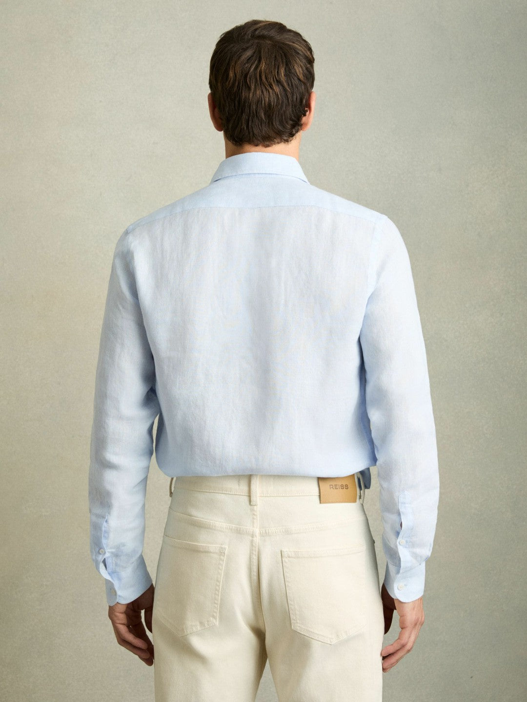 Linen Button-Through Shirt Pale Blue | Mens