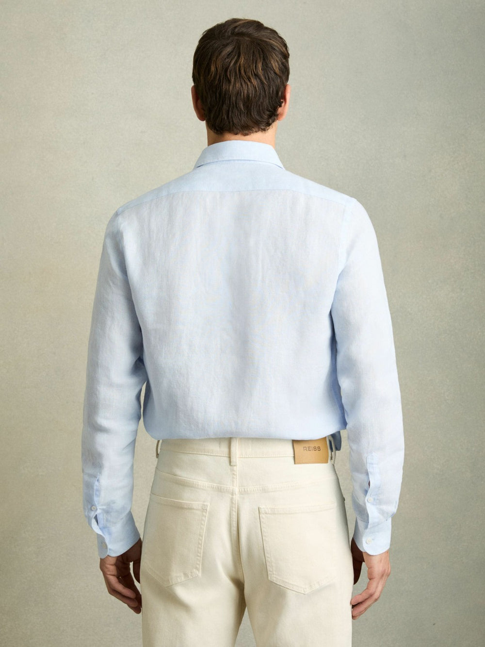 Linen Button-Through Shirt Pale Blue | Mens