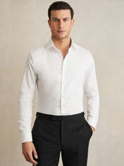 Regular Fit Cotton Sateen Shirt White | Mens