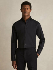 Regular Fit Cotton-Twill Two-Fold Shirt Slim-Fit Black | Mens