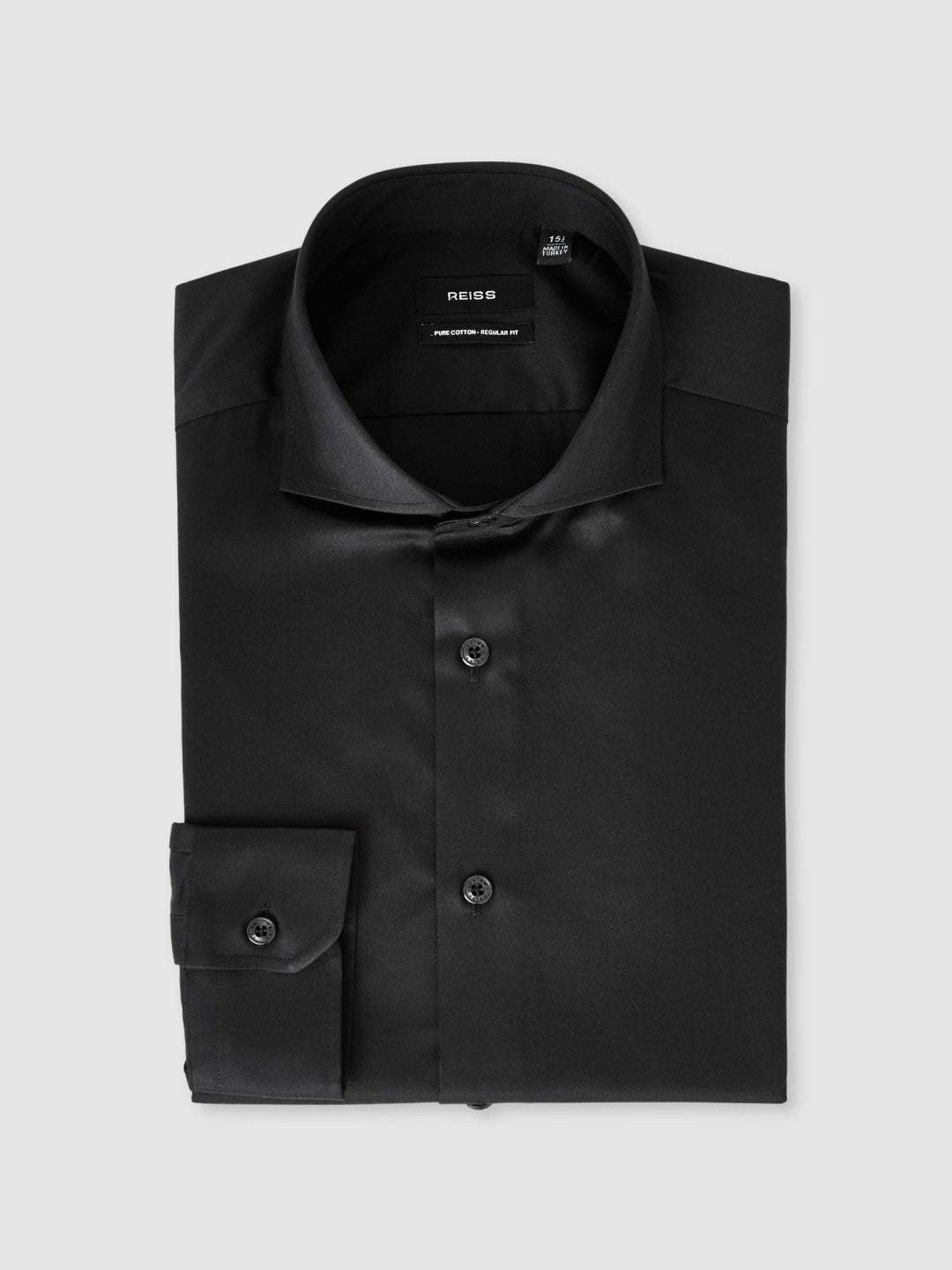 Regular Fit Cotton-Twill Two-Fold Shirt Slim-Fit Black | Mens