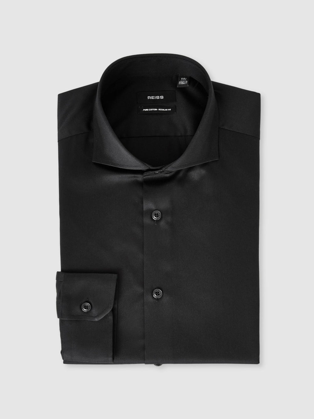 Regular Fit Cotton-Twill Two-Fold Shirt Slim-Fit Black | Mens