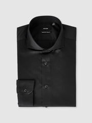 Regular Fit Cotton-Twill Two-Fold Shirt Slim-Fit Black | Mens