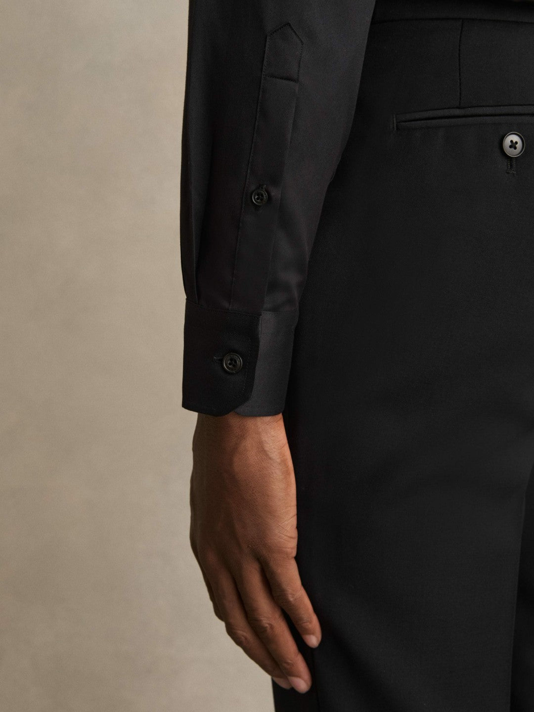 Regular Fit Cotton-Twill Two-Fold Shirt Slim-Fit Black | Mens