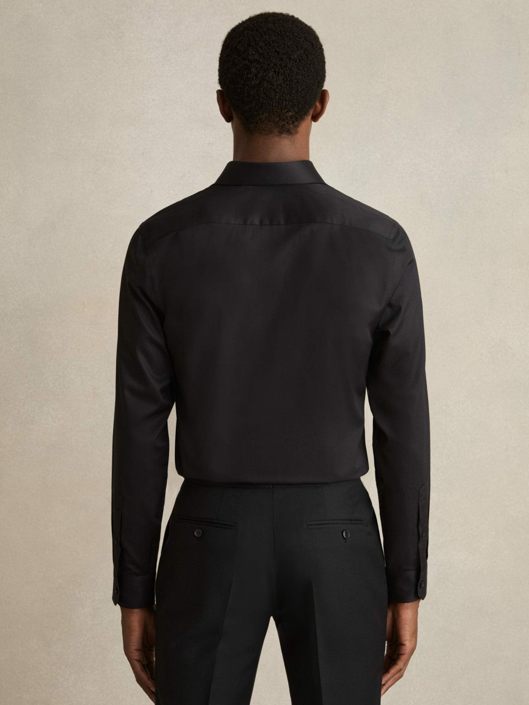 Regular Fit Cotton-Twill Two-Fold Shirt Slim-Fit Black | Mens