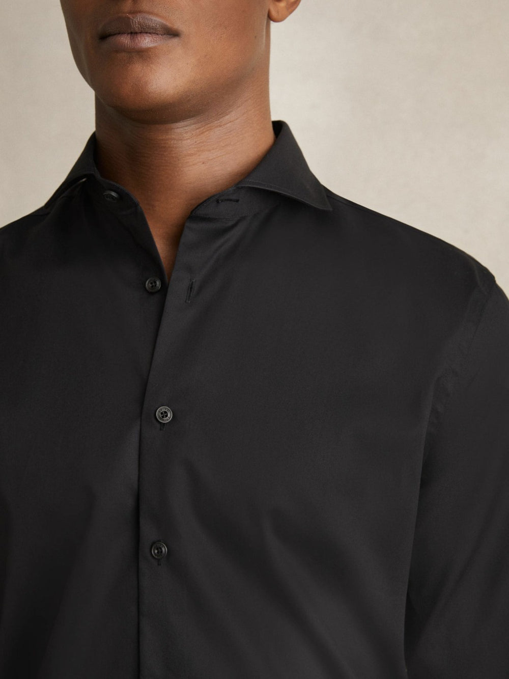 Regular Fit Cotton-Twill Two-Fold Shirt Slim-Fit Black | Mens