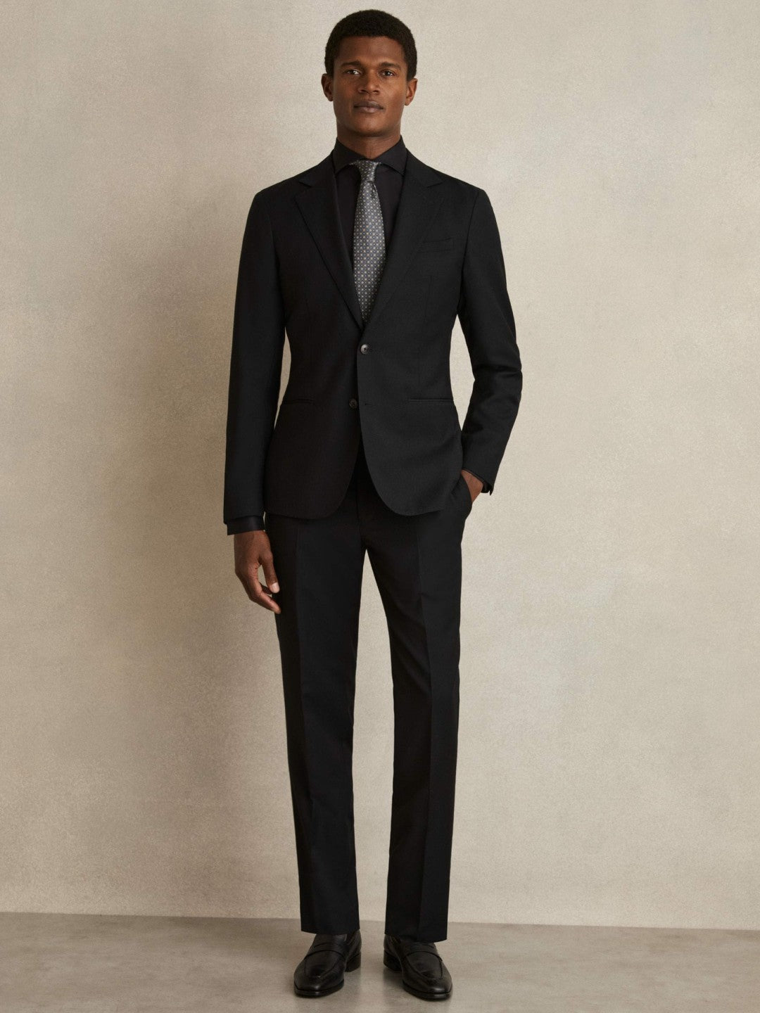 Regular Fit Cotton-Twill Two-Fold Shirt Slim-Fit Black | Mens