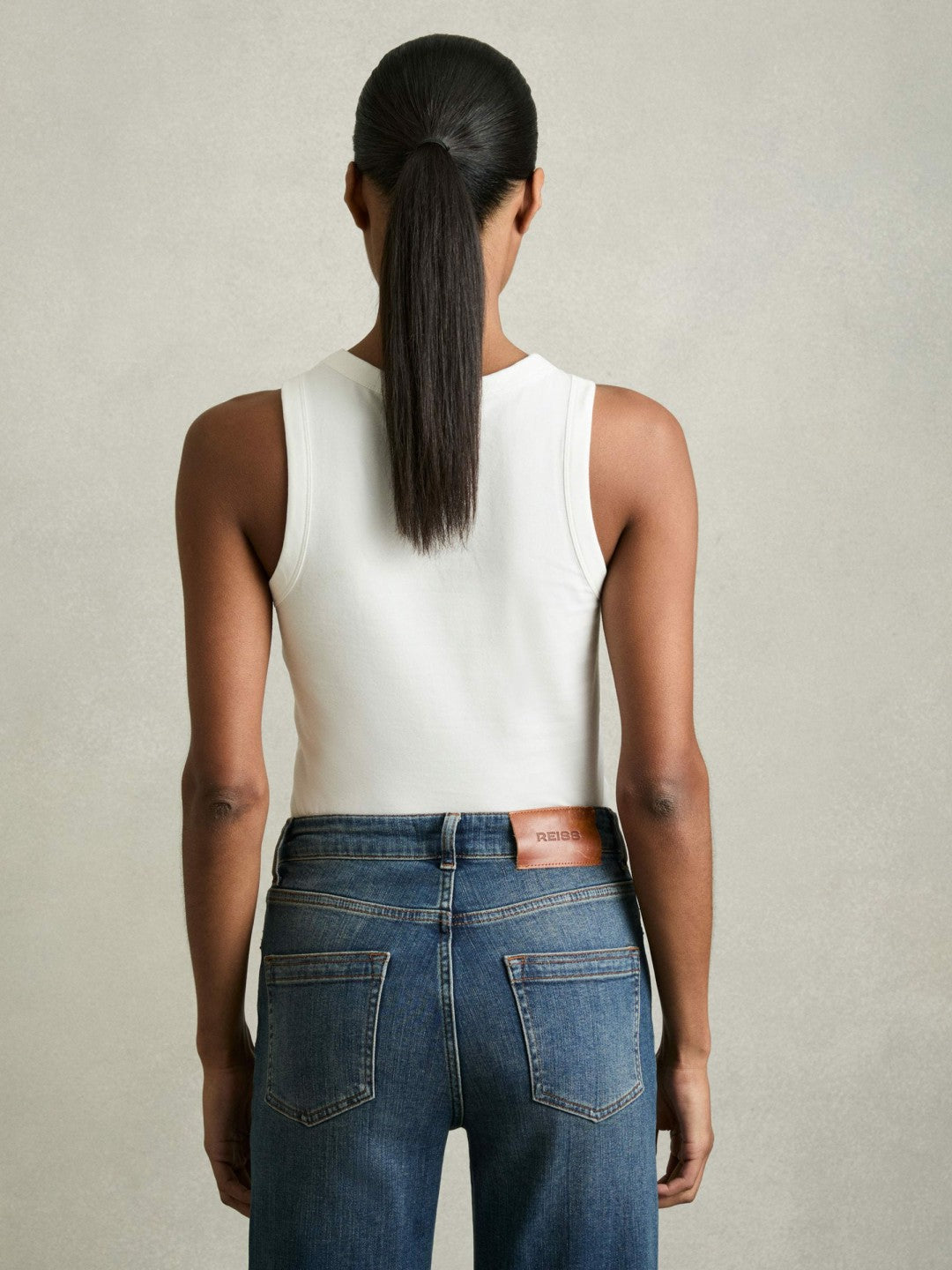 Stretch-Cotton Racerback Vest White | Womens
