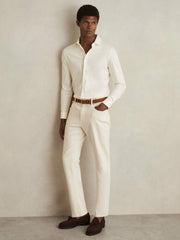Cotton-Jersey Button-Through Shirt Ecru | Mens