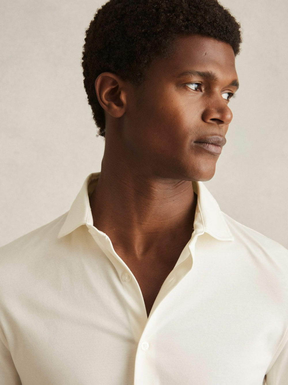 Cotton-Jersey Button-Through Shirt Ecru | Mens