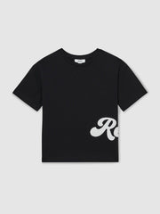 9-13 yrs Cotton Script-Logo Oversized T-Shirt Navy | Children